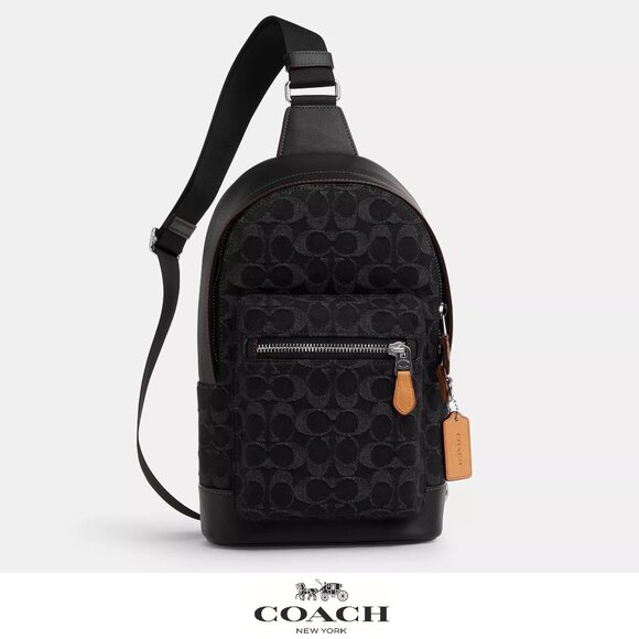 🥰 Coach West Pack In Signature Denim - Picture 1 of 15